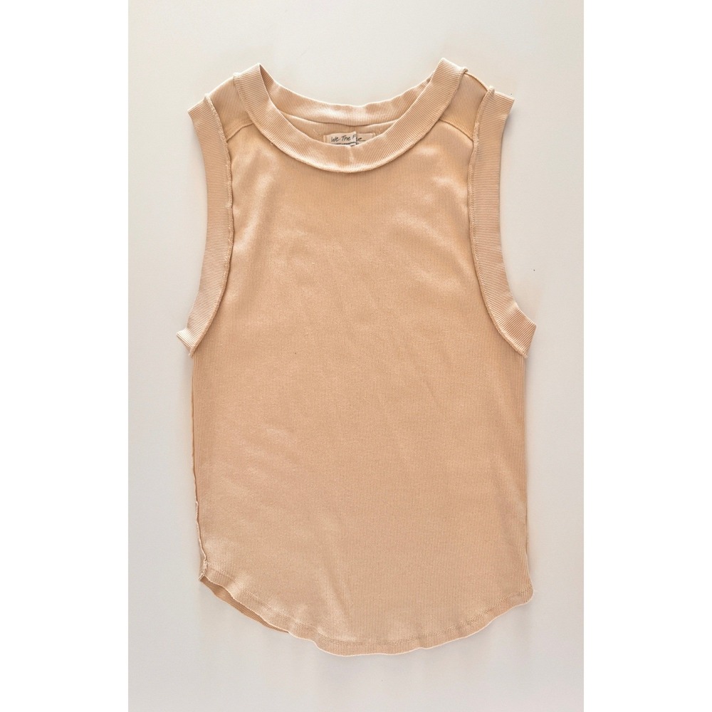 We The Free Free People Women Cream XL Ribbed Muscle Tank Top Sleeveless‎
